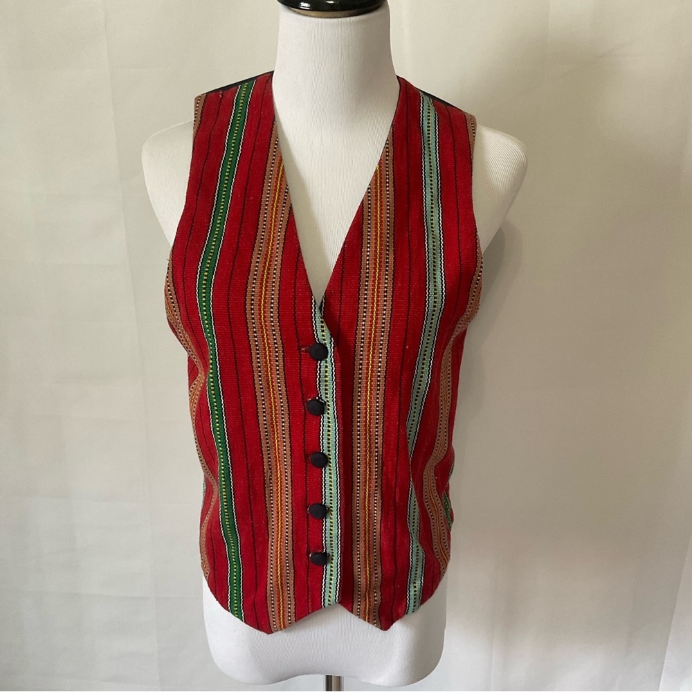 Vintage striped vest with adjustable strap in back Size small